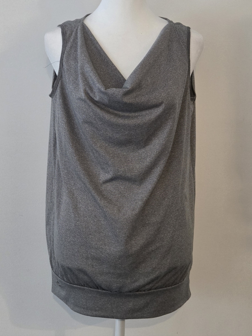 Women's Grey Sleeveless Drape Neck Tank Top